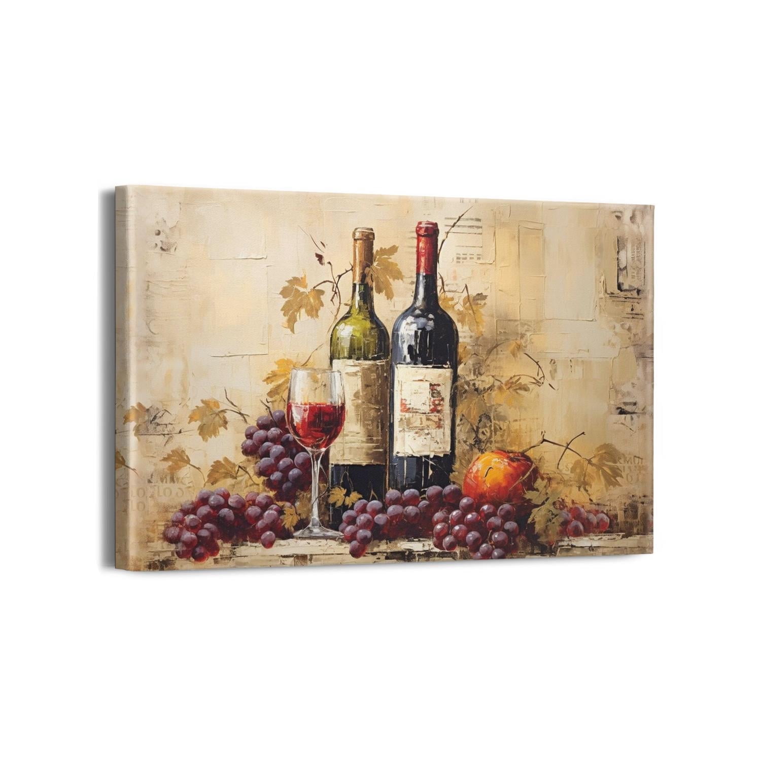Wine and Grapes Pictures Wall Decor Kitchen Canvas Wall Art Red Wine ...