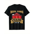 thumbnail image 1 of Mens Beer Pong Graphic Tee T-Shirt Champion Cotton Top Casual Short Sleeve Round Neck Black S-5XL, 1 of 5