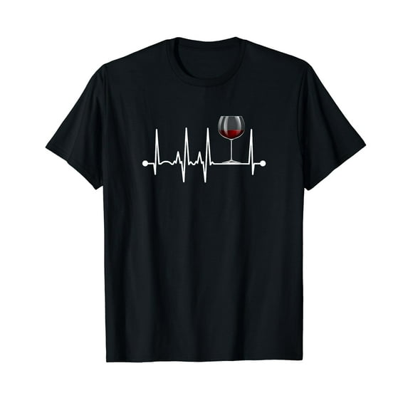 Wine Heartbeat Wine Drinker Lover Tasting Gift Wine Glass T-Shirt