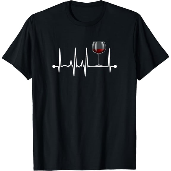 Wine Heartbeat Wine Drinker Lover Tasting Gift Wine Glass T-Shirt