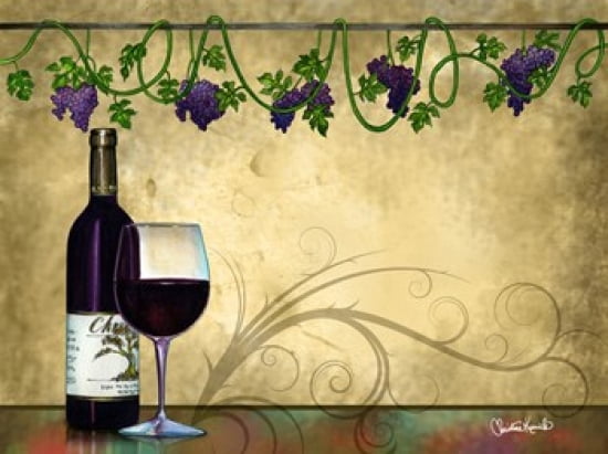 Wine II With Vines Canvas Art - Christine Kerrick (30 x 23)