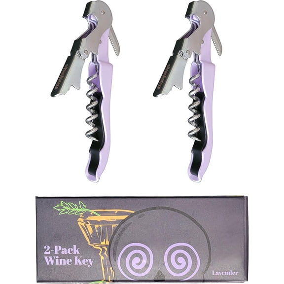 Wine Key! - Professional Waiter's Corkscrew Wine Bottle Opener with Foil Cutter (2-Pack)