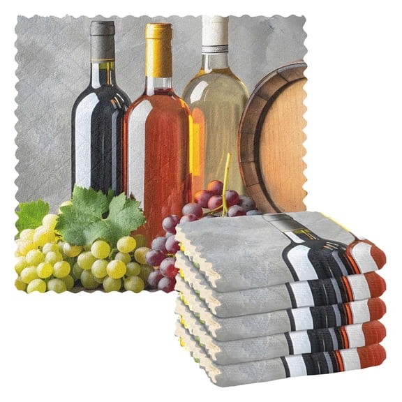 Wine Kitchen Cloth Dish Towels for Drying Washing Absorbent Dish Rags Reusable soft kitchen dishcloth set 6 Pack