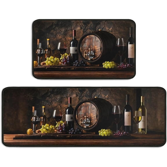 Wine Kitchen Mats for Floor Kitchen Rugs Sets of 2 Non Slip Washable Kitchen Rugs Anti Fatigue 17x47 Inch and 17x30