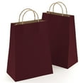 thumbnail image 1 of Wine Kraft Paper Bags with Handles Bulk, 8 x 4.75 x 10.5 Inch. Pack of 25 Foldable Shopping Bag, 150 GSM. Kraft Paper Gift Bags with Handles. Gift Gag Bulk for Wedding favors, Valentines Day, 1 of 7