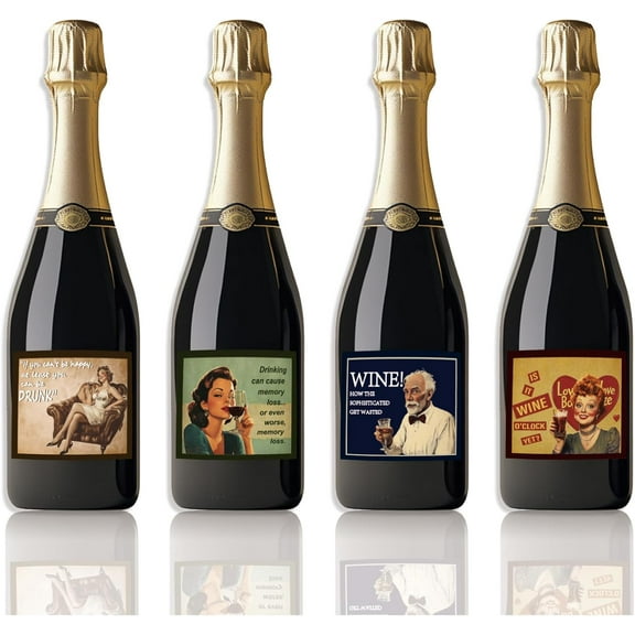 Wine Labels for Bottles 10 Sets of 4 Styles Labels Funny Retro Vintage Themed Liquid Wine Bottle Labels Wine Bottle Labels 3.3x4in Gifts Wine Labels Covers for Bottles Decorations Colorful