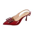 thumbnail image 1 of Wine Ladies Sandals Square Buckle Back Open Heel Pointed Toe Summer Casual Comfortable Leisure Outdoor Wear For Work And Events Size 38, 1 of 8