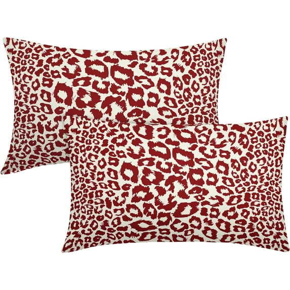 Wine Leopard Print Lumbar Pillow Covers 12x20 Inch Set of 2 Cheetah Animal Spots Rectangle Throw Pillows For Couch Farmhouse Square Pillow Cases Home Decor For Living Room Sofa Bed Porch Outdoor