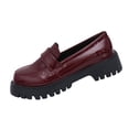 thumbnail image 1 of Wine Loafers For Ladies Patent Leather Stone Pattern Low Top Thick Sole British Style Casual Footwear For Comfortable And Style Size 37, 1 of 9