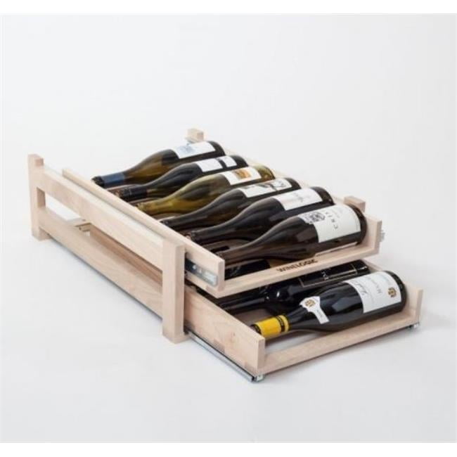 Solid Maple Two-Tier 12-Bottle Wine Rack with Sliding Trays