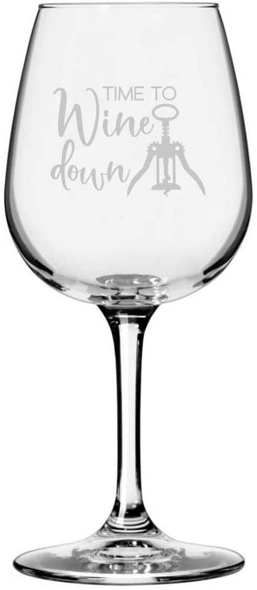 Wine Lover Funny Quote Themed Etched 12.75oz Libbey Wine Glass Time To Wine  Down - Walmart.com, image size:840x1928