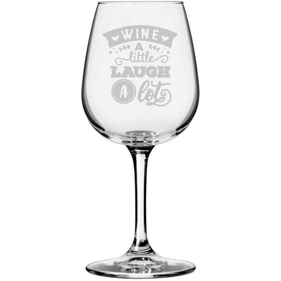 Wine Lover Funny Quote Themed Etched 12.75oz Libbey Wine Glass Wine A Little Laugh A lot