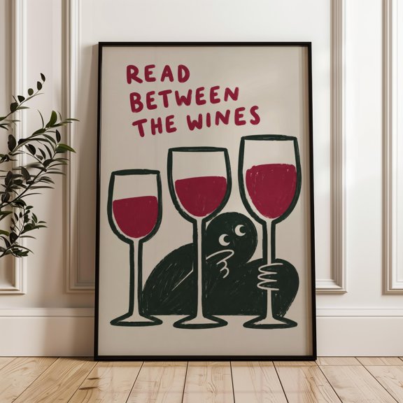 Wine Lover Reading Quote, Minimalist Wall Art Print, Line Poster, Poster Only