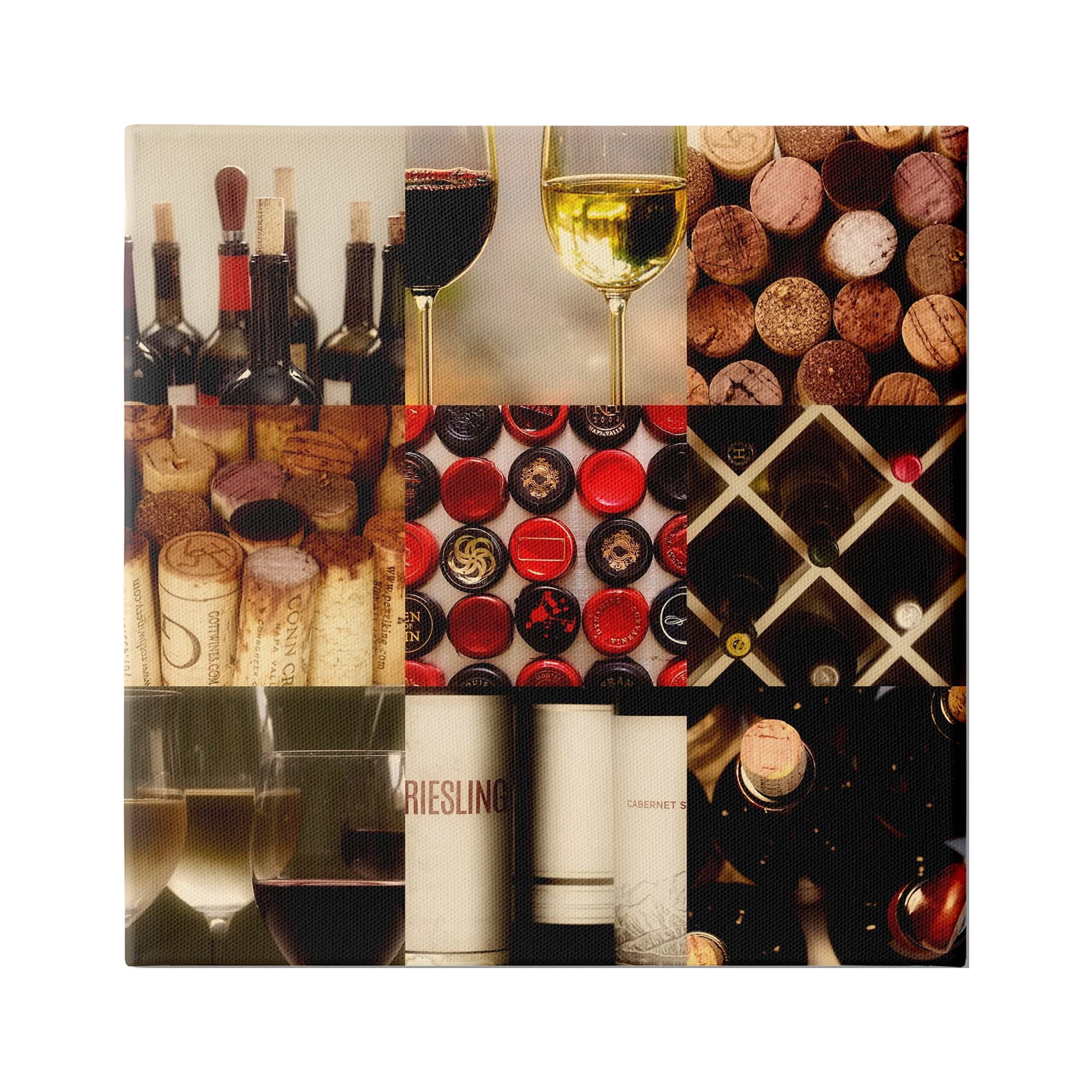 Vintage Wine Lovers Collage Canvas Print, 24" x 24"