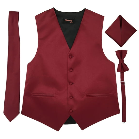 Wine Men's Satin Vest Spencer J's - 5XL
