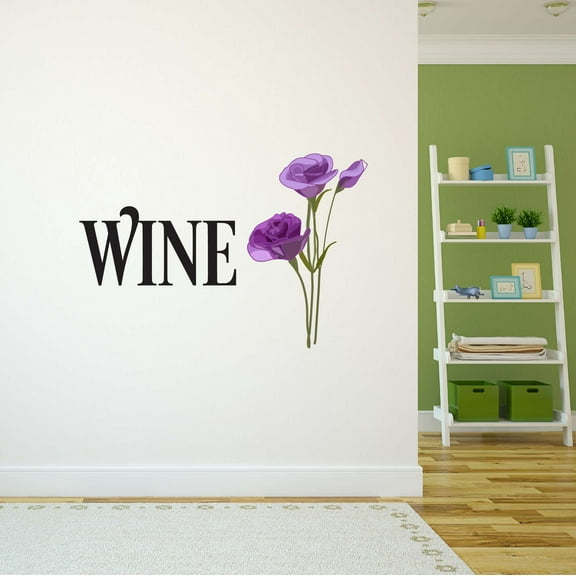 Wine Miracles Rose Flower Champagne Bubbly Merlot Pinot Mousseux Winery Spirits Vineyard Grapes Grapevine Ruby Red Holiday Gift Decorating Ideas Bedroom Wall Decal Sticker - Size: 20 In X 14 In