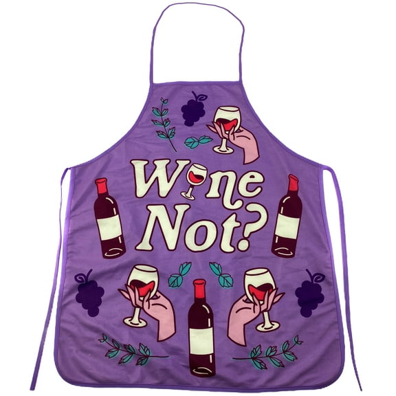 Wine Not Apron Funny Vino Drinking Graphic Novelty Kitchen Smock