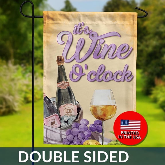 Wine O'Clock Double Sided Flag Wine Flag Wine Time Flag Wine Cheese Flag Grape Flag 1
