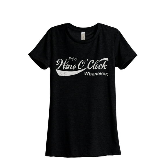 Wine O'Clock Women's Fashion Relaxed T-Shirt Tee Heather Black Medium
