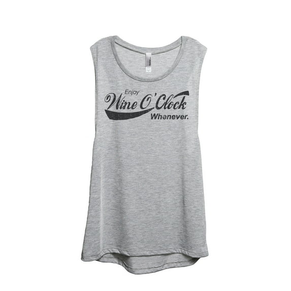 Wine O'Clock Women's Fashion Sleeveless Muscle Tank Top Tee Sport Grey Large
