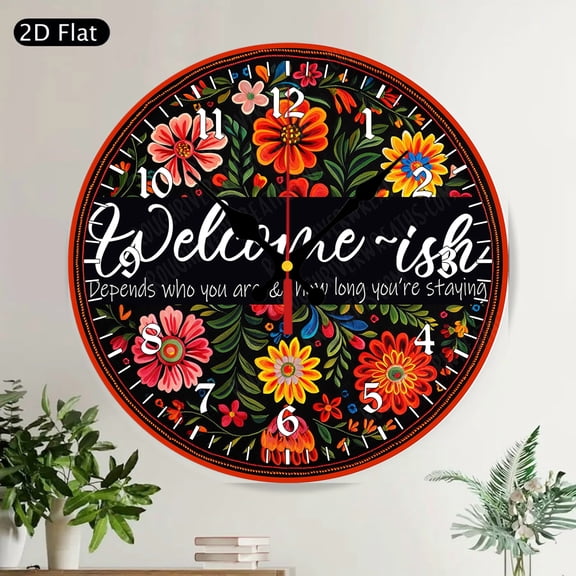 Wine O'clock Rustic Farmhouse Round Wall Clock for Kitchen Bar Home Decor Silent Non-Ticking