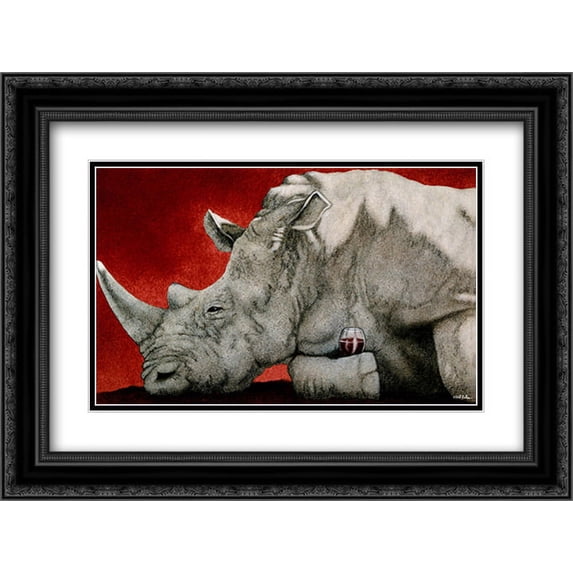 Wine-Oceros 2x Matted 24x20 Black Ornate Framed Art Print by Will Bullas