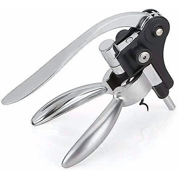 Wine Opener Lever Corkscrew Manua Bottle Opener With Foil Cutter Wine Stopper,silver