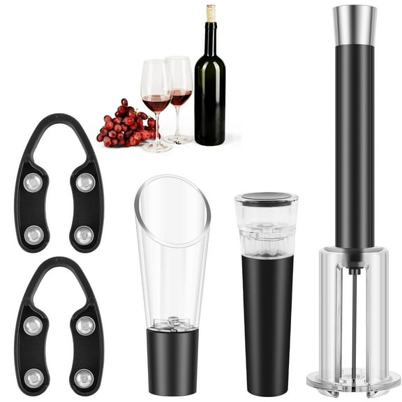 Wine Opener Set Efficient Wine Opening Set Air Pressure Pump Bottle Opener with Foil Cutter Wine Pourer Vacuum Stopper Simple Cork Remover Corkscrew Wine Opener for Wine Lovers