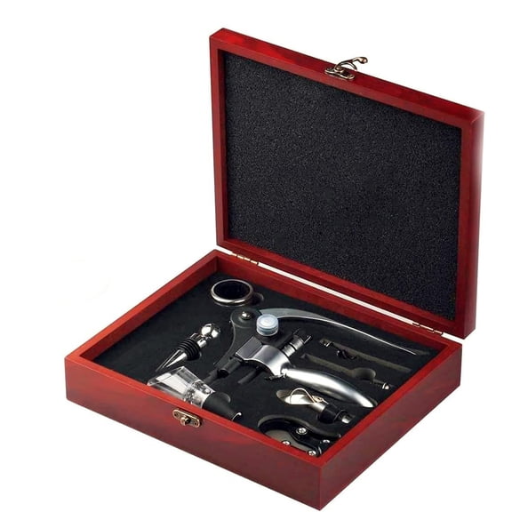 Wine Opener Set, Including Foil Cutter, Bottle Stopper Pourer and Extra Spiral, Corkscrew Set, Gift Box Opener Kit.