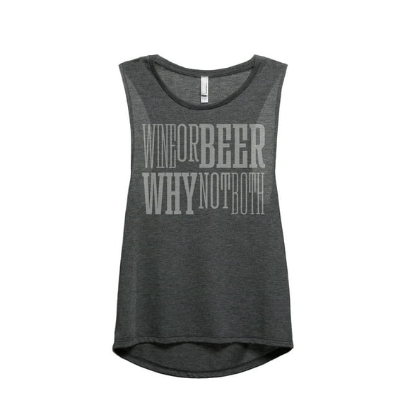 Wine Or Beer Why Not Both Women's Fashion Sleeveless Muscle Tank Top Tee Charcoal Grey 2X-Large