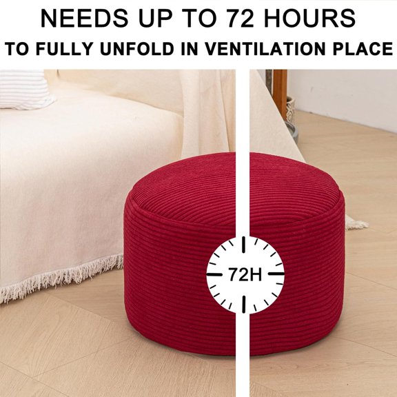 Wine Ottoman Foot with High-Density Foam, 20x20x12 Inch Round Floor Pouf for Living Room Bedroom