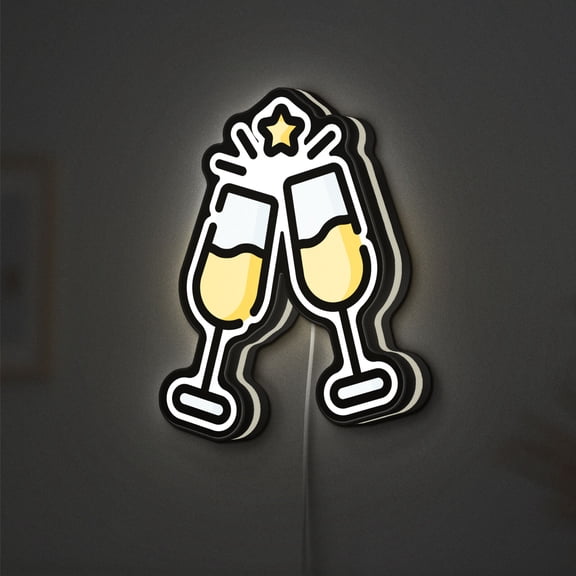 Wine Party 3D Novelty Light Box, Lighted Bar Decor for Pub Counters, Man Caves, and Lounge Spaces (Width 16 inch, 40cm)