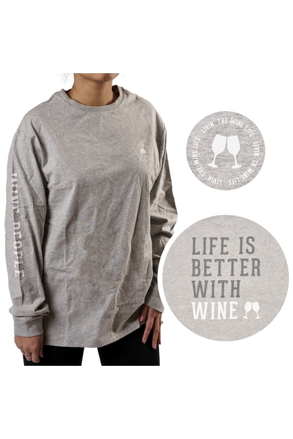 Company - Wine People - Small Heather Gray Unisex Long Sleeve T-Shirt