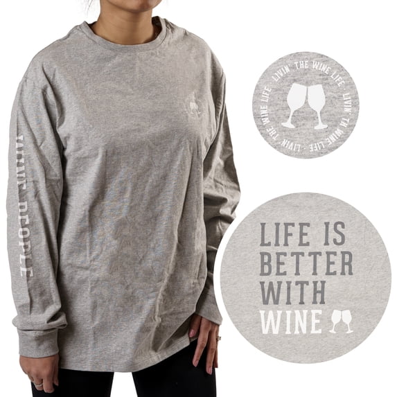 Pavilion Gift Company - Wine People - Extra Large Heather Gray Unisex Long Sleeve T-Shirt