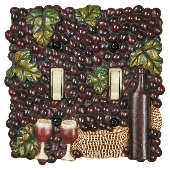 Wine Picnic Grapes Fruit Vintage Kitchen Dining Room Double Switchplate 2 Toggle Light Switch Cover Double Switchplate