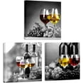 thumbnail image 1 of Wine Pictures Wall Art - Home Bar Wall Decor Black and White Wine Glasses Dining Room Canvas Wall Art Framed 12"X12"X3, 1 of 6