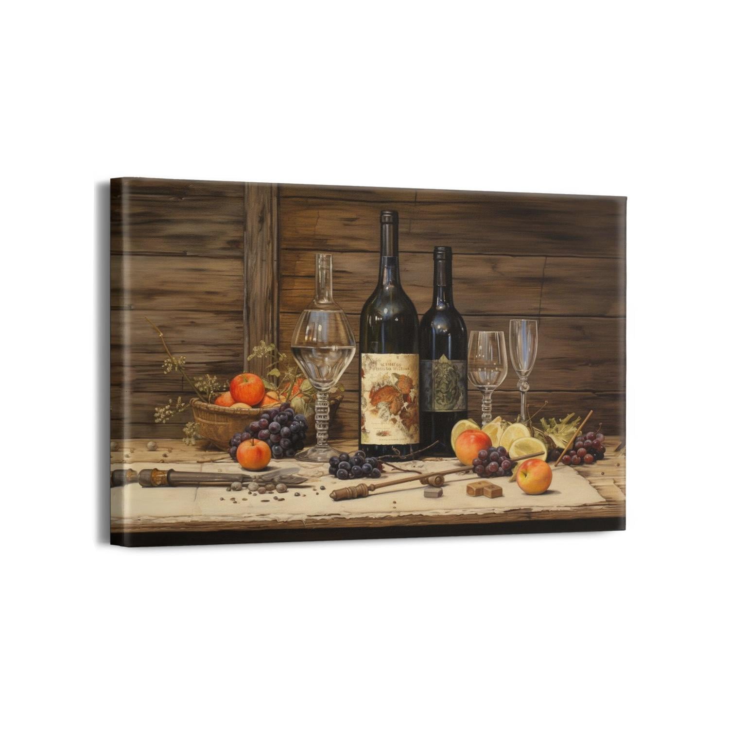 Wine Pictures Wall Decor Kitchen Canvas Wall Art Neutral Brown Wine ...
