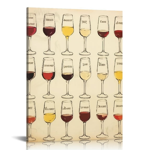 Wine Poster Canvas Painting Wall Decoration , Elegant of the Tasting Art - Vintage Metal Border Print Prints Wine Restaurant Decor
