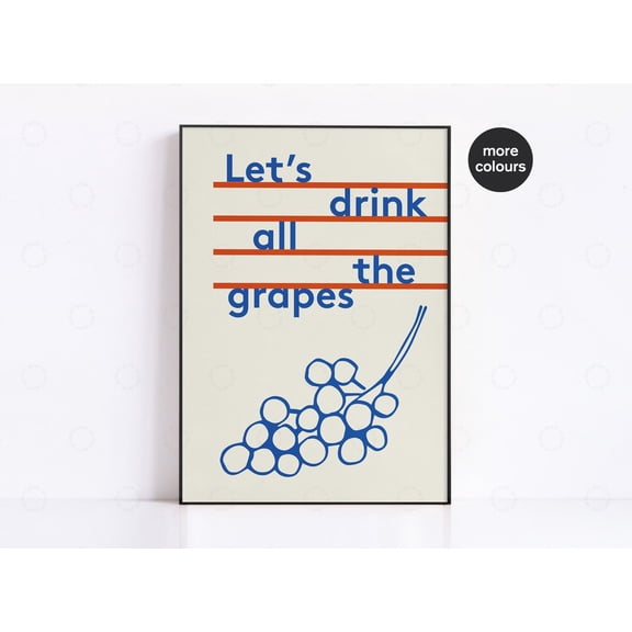 Wine Print, Mid Century Poster, Minimalist Poster, Apartment Decor, Modern Poster, Kitchen Art, Trendy Wall Art, Retro Wall Art Wall Art, Modern Wall Decor, 8x12 UNFRAMED