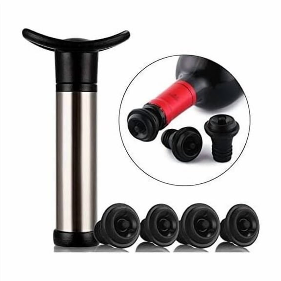 Wine Pump Stainless Steel Vacuum PumpUsed for wine preservation, the wine pump is used to remove air and vacuum wine preservation, with 4 stoppers