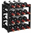 thumbnail image 1 of Wine Rack, 4-Tier Bamboo Wine Racks Countertop,Sturdy and Durable Wine Storage Cabinet Shelf,16 Bottles Wine Holder for Kitchen Pantry, Black, 1 of 7