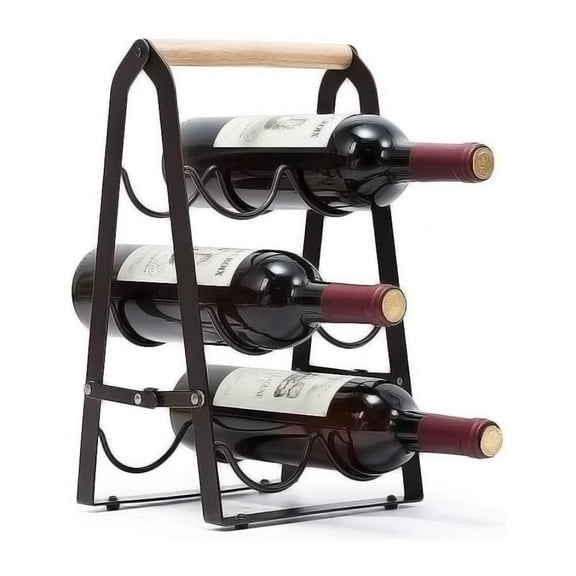 Wine Rack, 6 Bottle Wooden Countertop Free Standing Shelf,3 Tier Bottle Holder Stand for Home Bar Tabletop