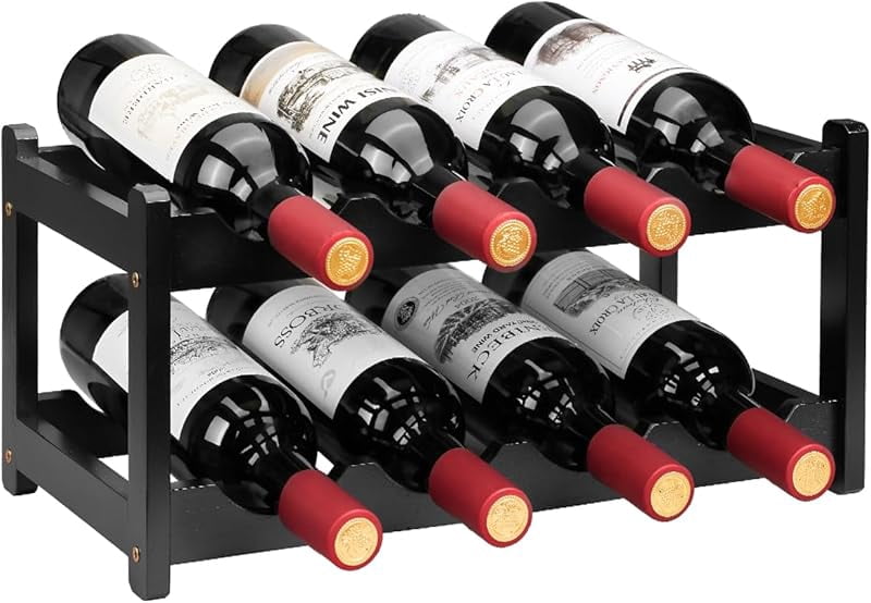 Picture Idea: Wine Rack 8 Bottle 2 Tier Eco Friendly Bamboo Wine