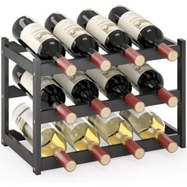 3-Tier Free Standing Floor Wood Metal Wine Rack, Can Hold Wine