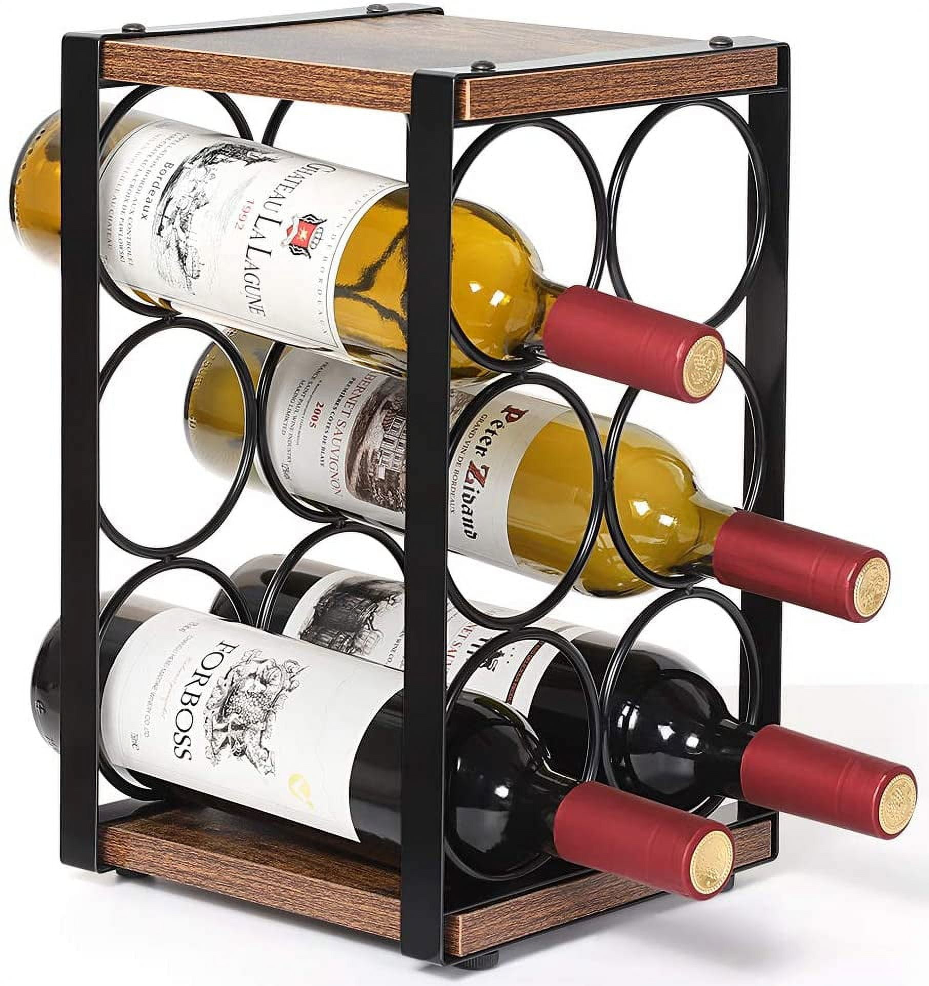 Wine Rack, Countertop Wine Holder for 6 Bottle Wine, Perfect for Home Décor Bar Wine Cellar Basement Cabinet Pantry