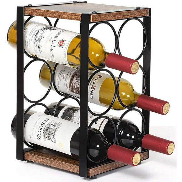Wine Rack, Countertop Wine Holder for 6 Bottle Wine, Perfect for Home Dcor Bar Wine Cellar Basement Cabinet Pantry