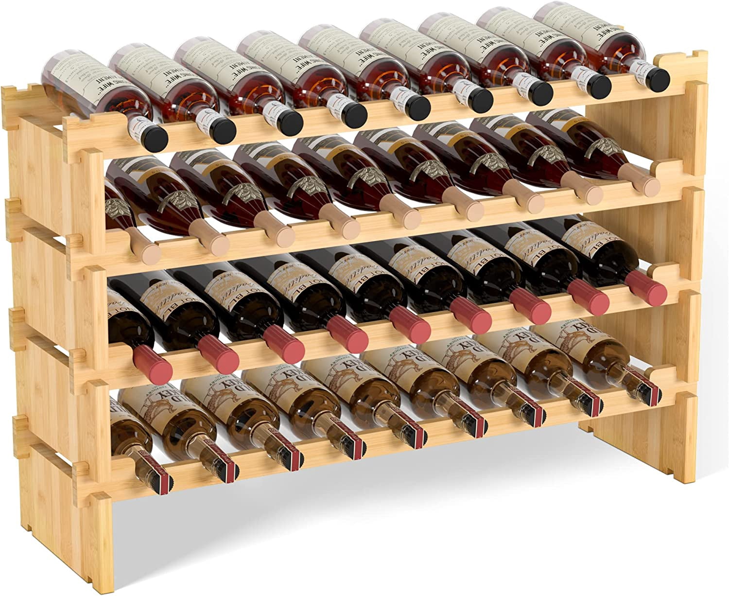 Wine Rack Freestanding Floor - 36 Wine Bottle Holder, Large Stackable ...