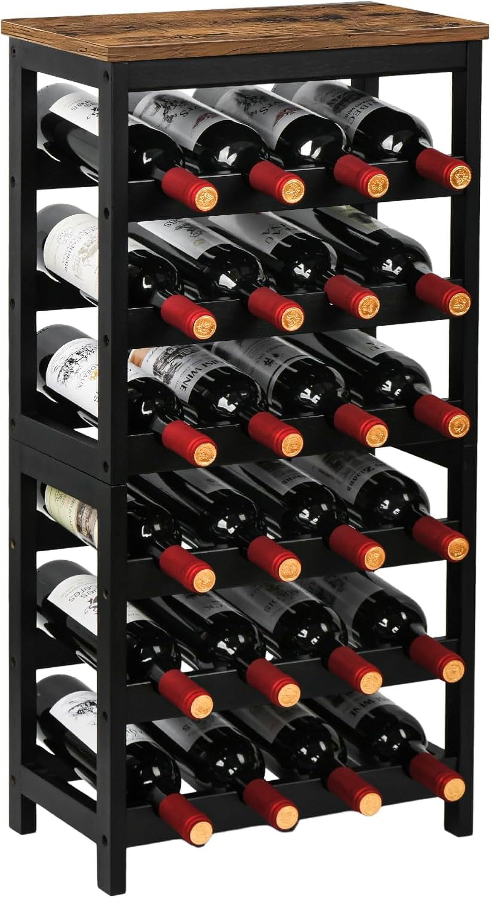 Brown Racks Wine Rack Freestanding Floor, 6 Tier Bamboo Wine Storage Shelves with ...