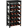 thumbnail image 1 of Wine Rack Freestanding Floor, 6-Tier Display Wine Storage Shelves with Table Top, 24-Botttle Bamboo Wine Rack Shelf for Kitchen Bar Dining Room Living Room, Black, 1 of 14