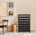 thumbnail image 1 of Wine Rack Freestanding Floor, 7-Tier 42-Bottle Wine Storage Shelf with Table Top - Black, 1 of 8